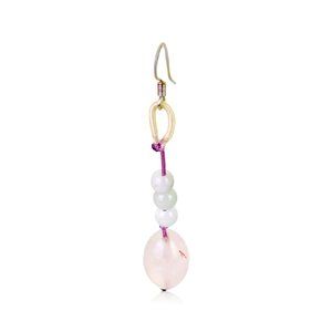 Elegant Oblong Rose Quartz Gemstone Earrings